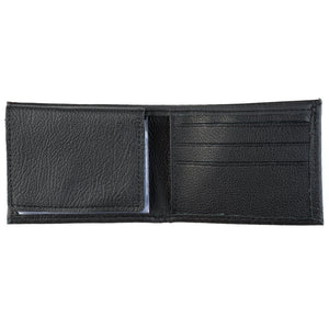 BK333 Basket Weave Black Leather Billfold Wallet