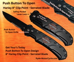 Harley Davidson 8" Pocket Knife - Push Button Open - Safety Lock Lever&nbsp;