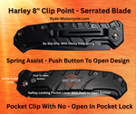 Harley Davidson 8" Pocket Knife - Push Button Open - Safety Lock Lever&nbsp;