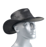 Black Leather Vented Western Style Crushable Cowboy Hat