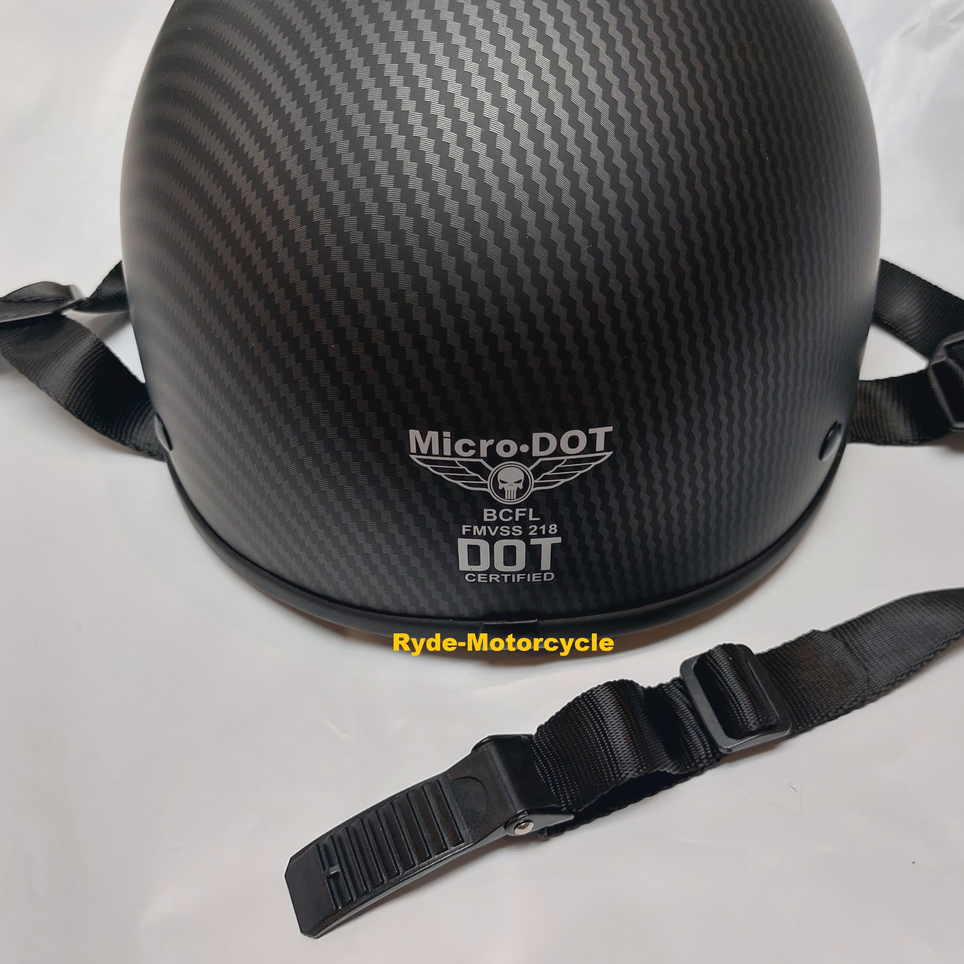 Micro DOT "Blister" Carbon Fiber Graphic Super Small Profile 1/2 Helmet "No Mushroom" Look!