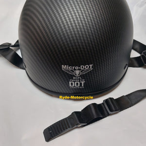 Micro DOT "Blister" Carbon Fiber Graphic Super Small Profile 1/2 Helmet "No Mushroom" Look!