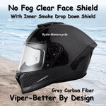 Daytona Viper Grey Carbon Fiber Full Face Motorcycle Helmet No Fog Face Shield V2-G