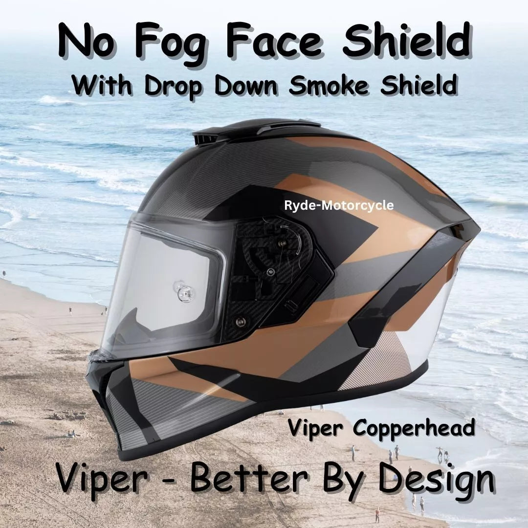 daytona beach motorcycle helmet Daytona Viper w/ Copperhead DOT Full Face Motorcycle Helmet No Fog Face Shield