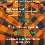 Valiant Men's Orange & Black "Armored" Flannel Kevlar Jacket - Shirt TW136.16  Free Shipping