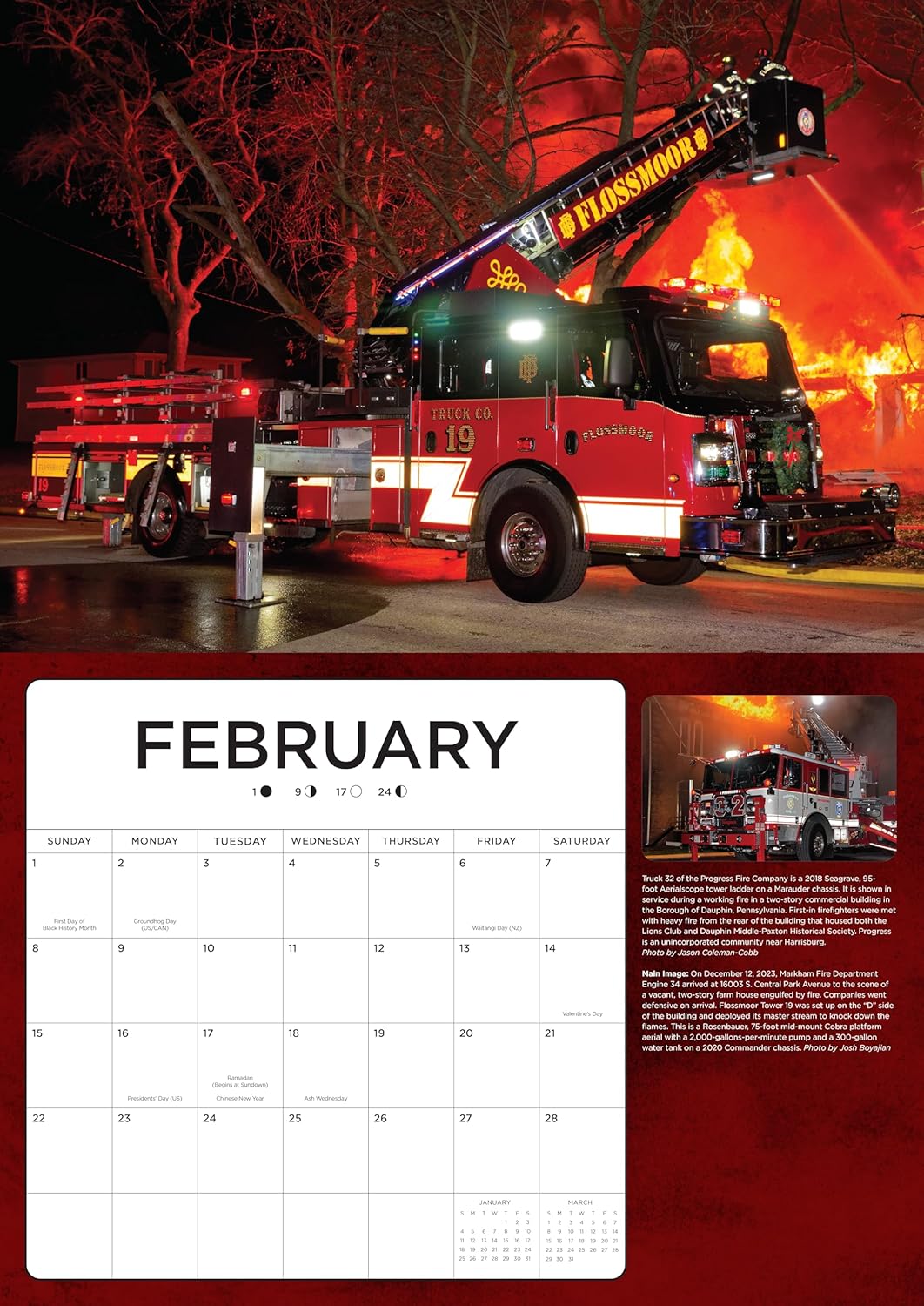 2026 Fire Trucks in Action Large 17 x 12" Wall Calendar
