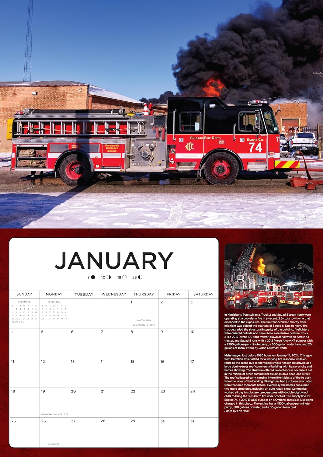 2026 Fire Trucks in Action Large 17 x 12" Wall Calendar