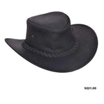 Black Leather Vented Western Style Crushable Cowboy Hat
