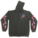 Bald Eagle Hoop Waving USA Flag Zip Up Hoodie