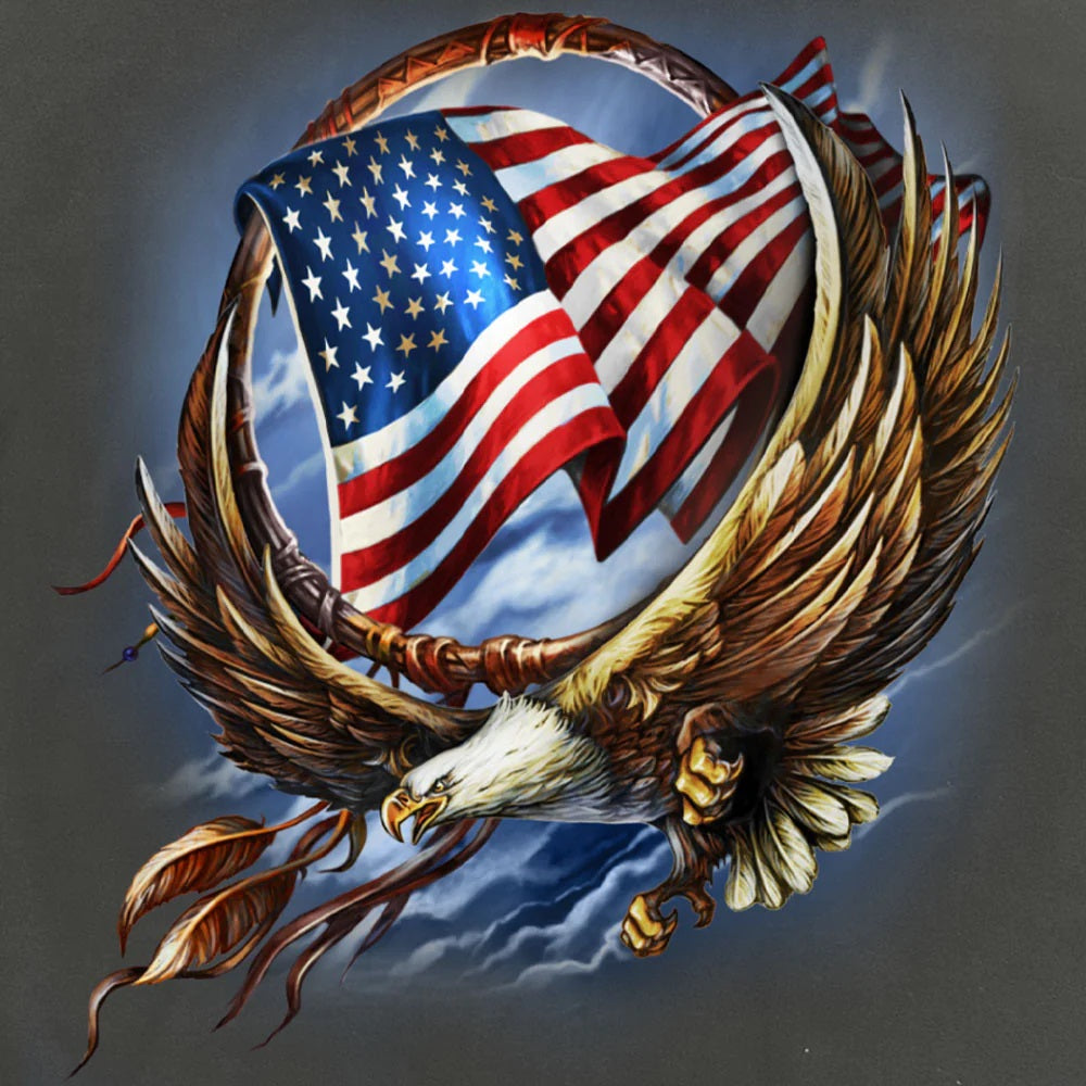 Bald Eagle Hoop Waving USA Flag Zip Up Hoodie