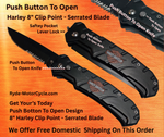 Harley Davidson 8" Pocket Knife - Push Button Open - Safety Lock Lever&nbsp;