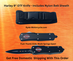 Harley Davidson - Out The Front Spring Push to Open Thumb Slide - Two Sided Spear Point Blade