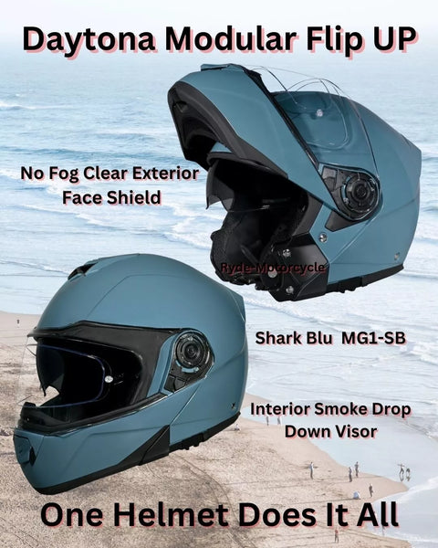 flip up motorcycle helmet Daytona Glide Flip Up Modular Helmet Gloss Shark Blue