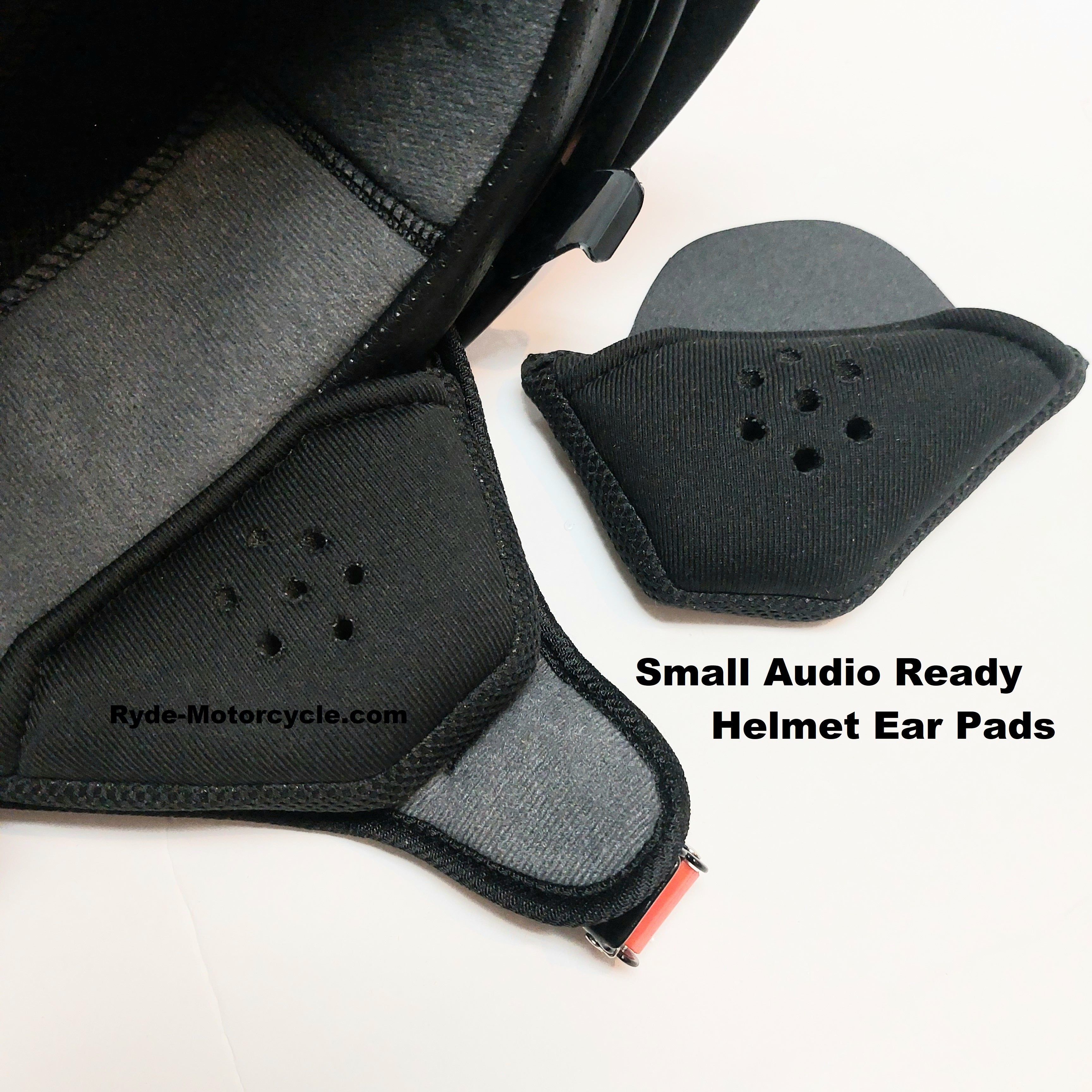ear pockets for motorcycle helmets Moman HEB Half Helmet Speaker with Dual Lock System, Fits Half with Narrow or Wide Straps, Blocks Wind Noise and Cold and easy Small Black Ear Pad Inserts