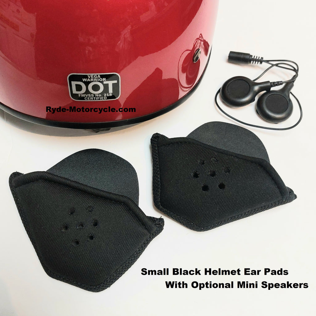 Small Black Ear Pad Inserts -  DOT Half Helmets with "Y Strap"