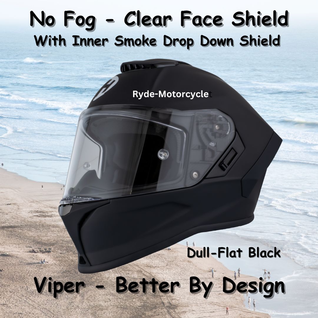 best helmet for motorcycle with out wind screen Daytona Viper Dull Flat Black DOT Full Face Motorcycle Helmet No Fog F – Ryde-Motorcycle