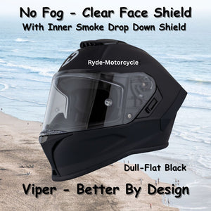 flat black helmet motorcycle Daytona Viper Dull Flat Black DOT Full Face Motorcycle Helmet No Fog F – Ryde-Motorcycle