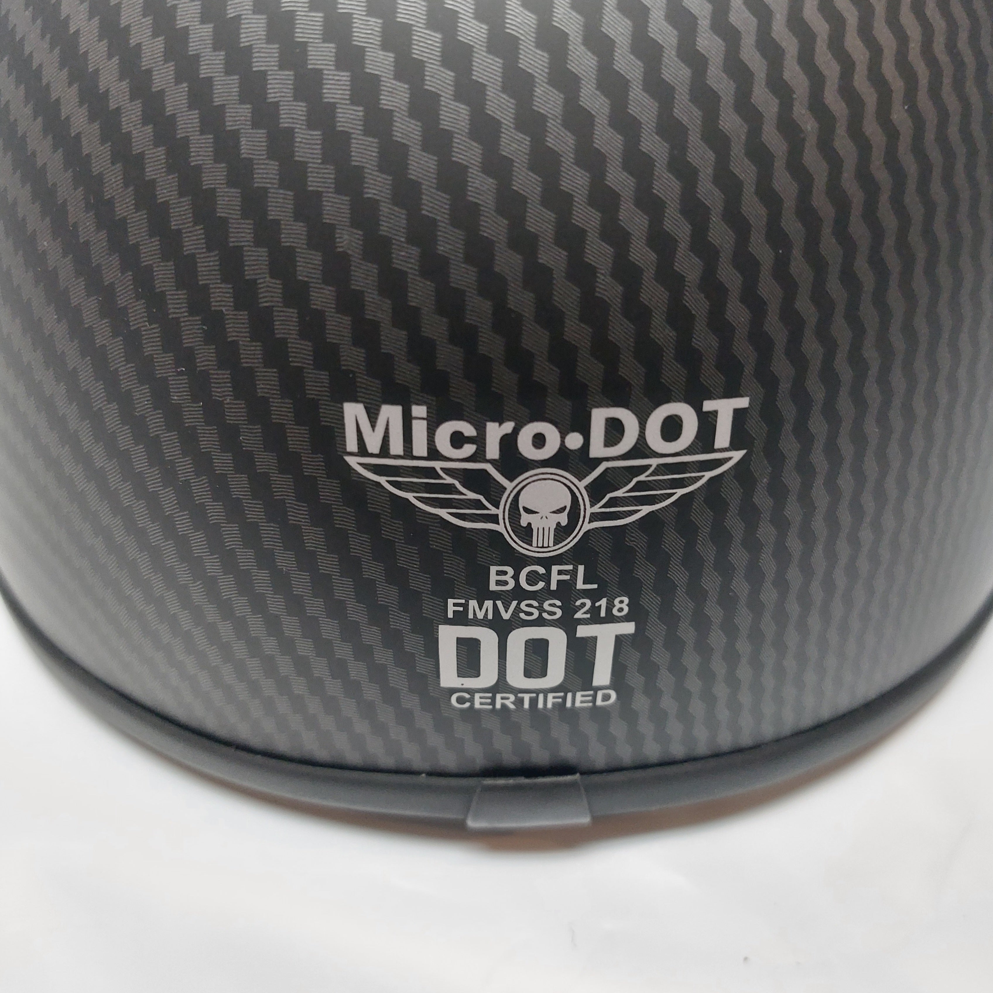 Micro DOT "Blister" Carbon Fiber Graphic Super Small Profile 1/2 Helmet "No Mushroom" Look!