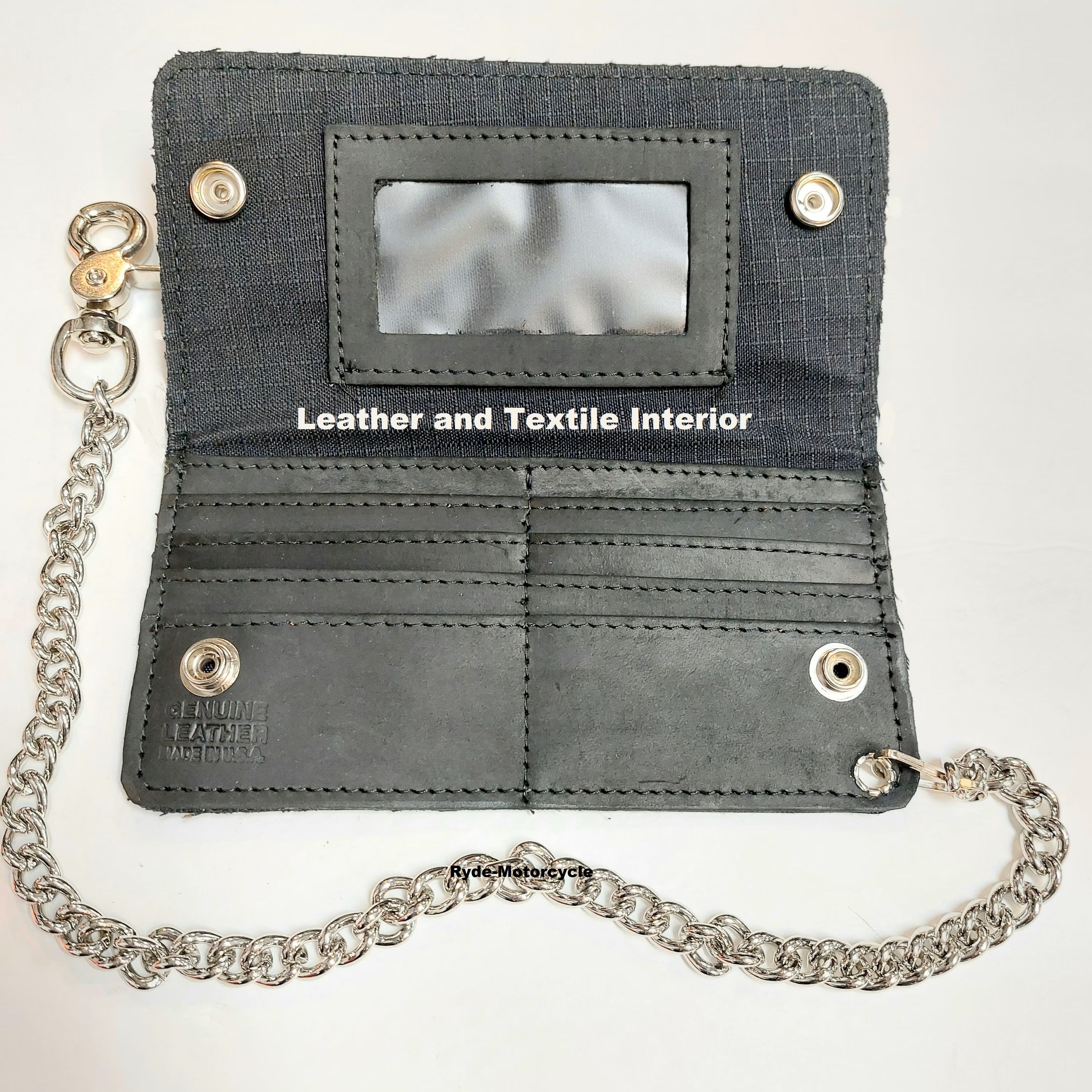 BW342 Biker Trucker Wallet 7" Leather Bifold 8 Card Slots ID Detachable Chain Wallet