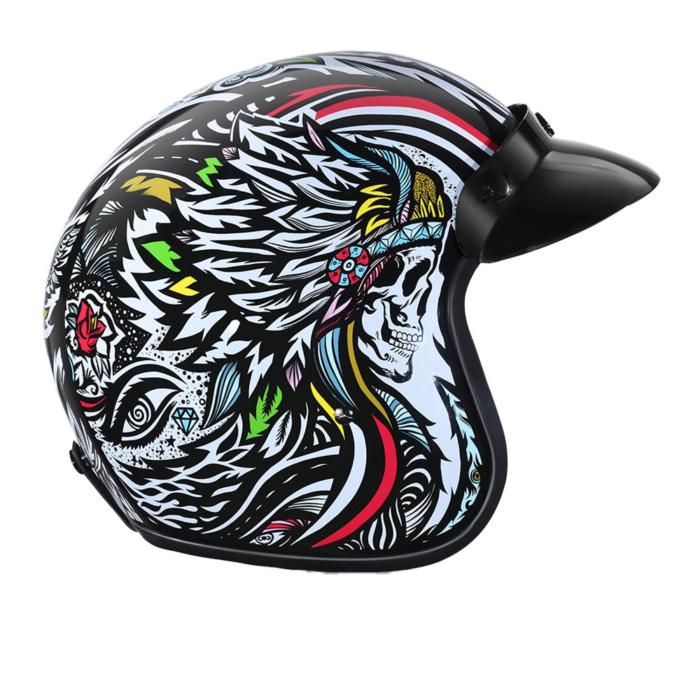 D.O.T. Daytona 3/4 Open Face Helmet - Unisex - Tribal - DC6-T