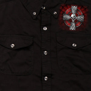 MEN'S CELTIC SKULL CROSS SLEEVELESS BIKER CUT OFF SHIRT