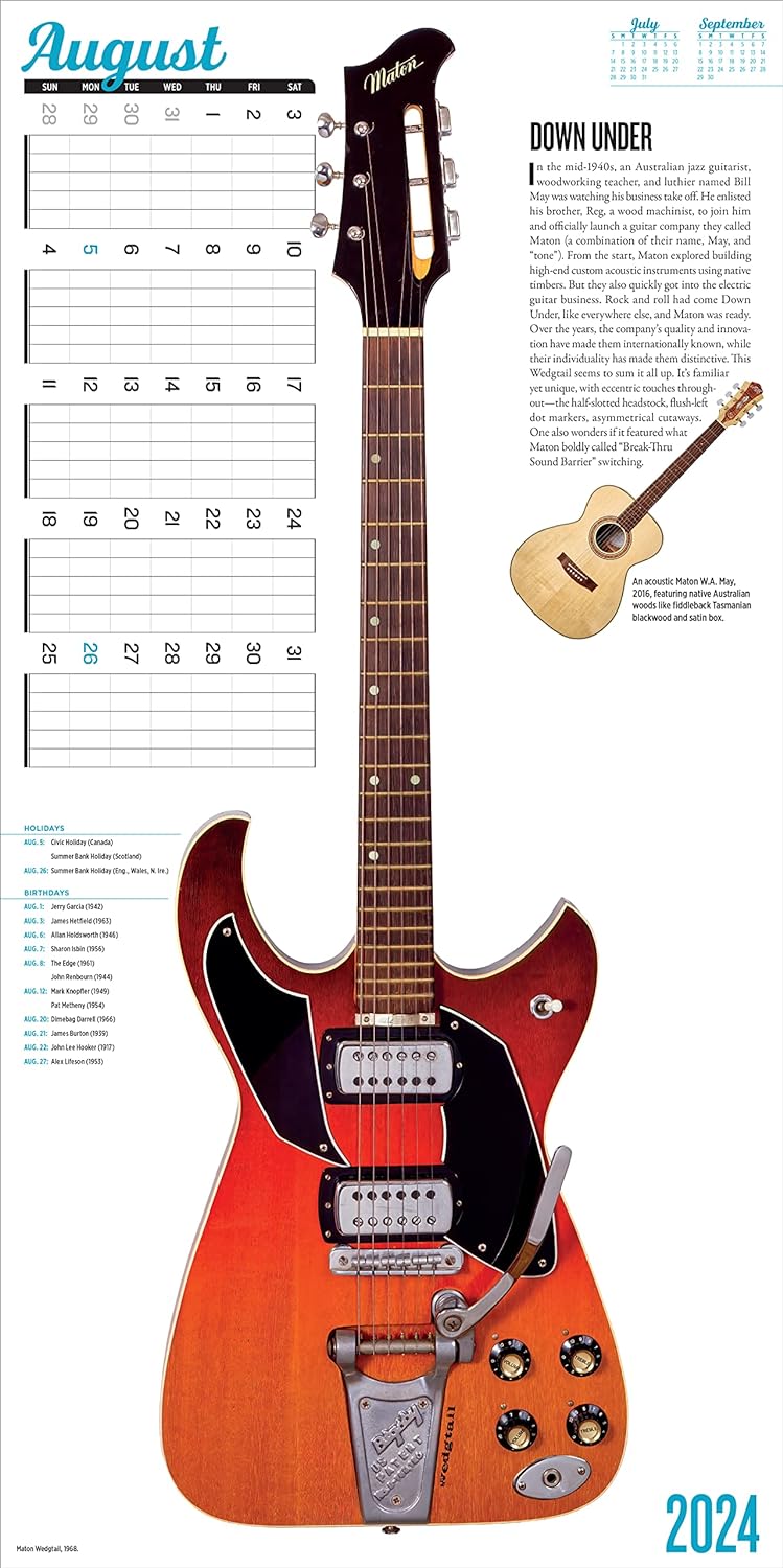 2024 Guitars Wall Calendar  "A Year of Pure Mojo"