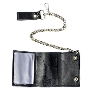 TC304-61 Tri-Fold 4" Ride to Live Eagle with Silver Flake Biker Chain Wallet