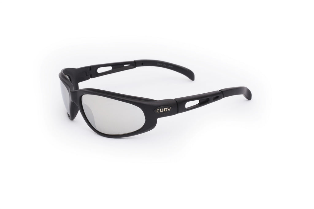 01-11 Silver Mirror Lens Black Matte Frame – Motorcycle Sunglasses