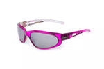 01-27 Crystal Pink Frame - Smoke Flash Mirror Lens  - Chrome Interior Motorcycle Sunglasses