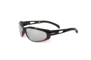 01-79 Shiny Black Frame Red Accent w/ Mirrored Lens – Motorcycle Sunglasses