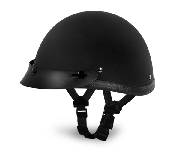 Daytona NOVELTY Non-Certified Helmet - Unisex - Flat/Dull Black Smokey w/ Snaps- 1006B