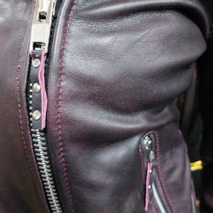 6832.117 Women's Purple Lambskin Leather Motorcycle Jacket