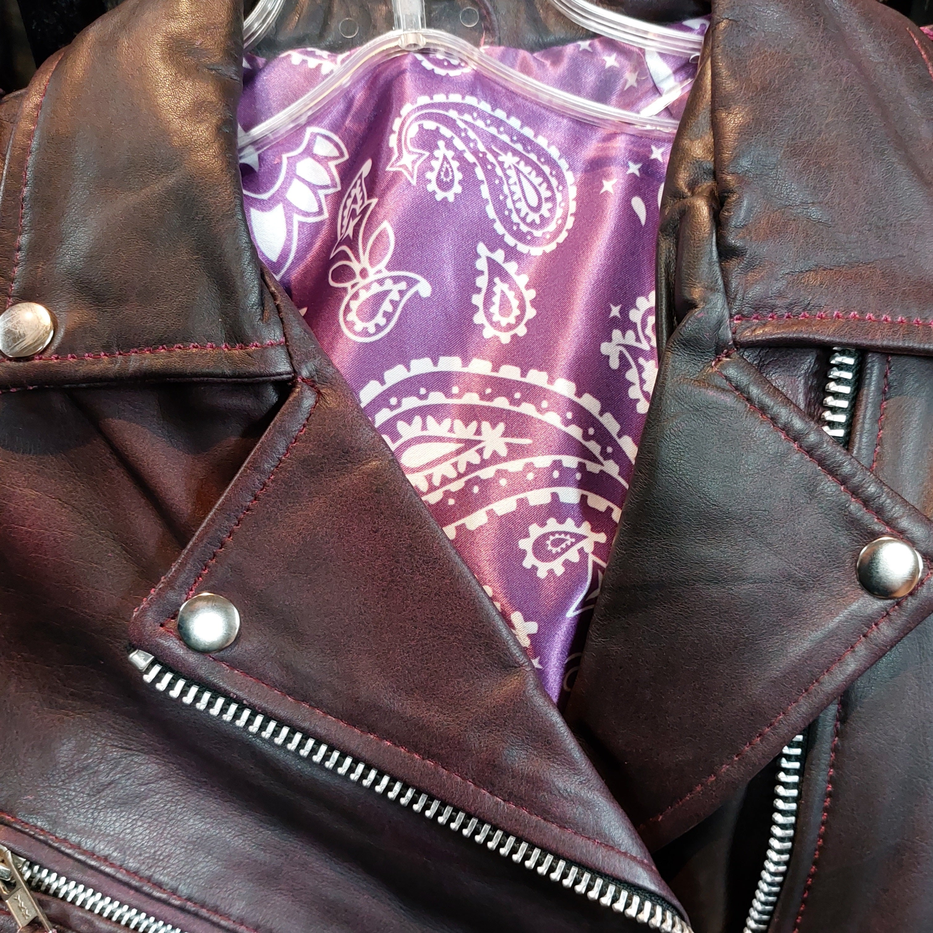 6832.117 Women's Purple Lambskin Leather Motorcycle Jacket
