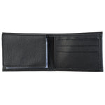BK333 Basket Weave Black Leather Billfold Wallet