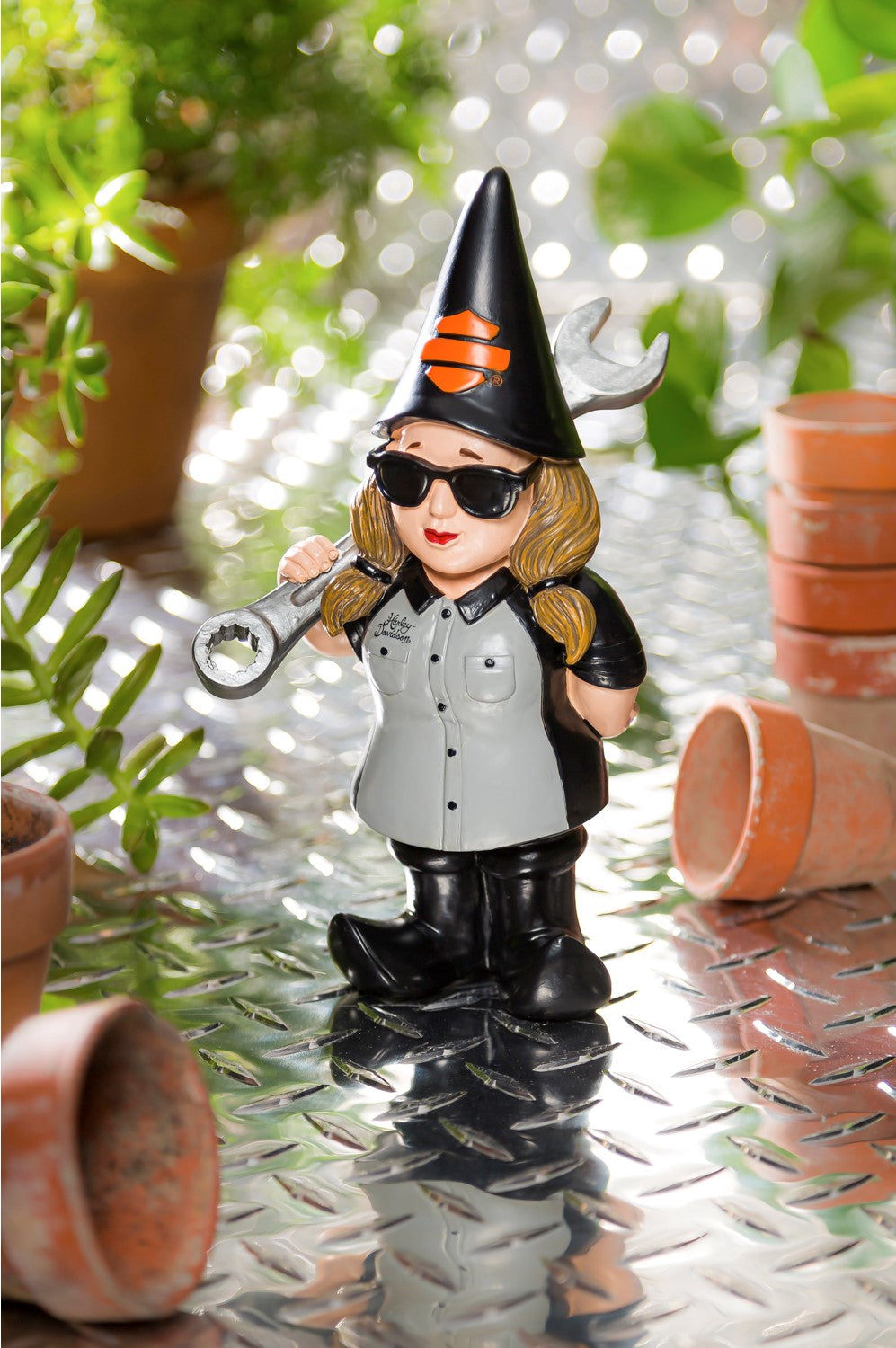 Harley-Davidson Female Mechanic Garden Gnome Bundle