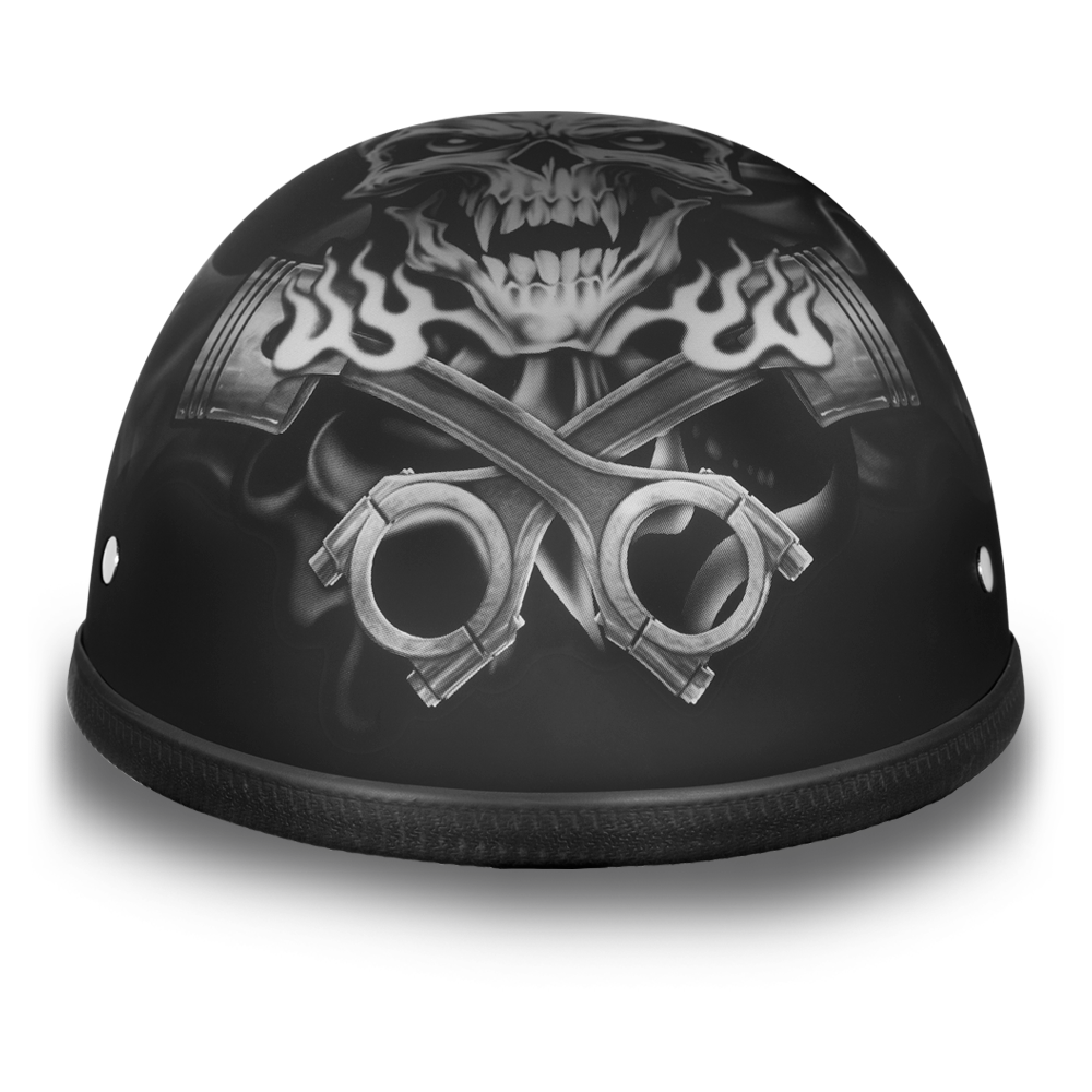 daytona custom motorcycle helmets Half Face Helmet - Skull Cap Graphics - Live Fast it features a nylon strap retention system and a quick Daytona Skull Cap Live Fast