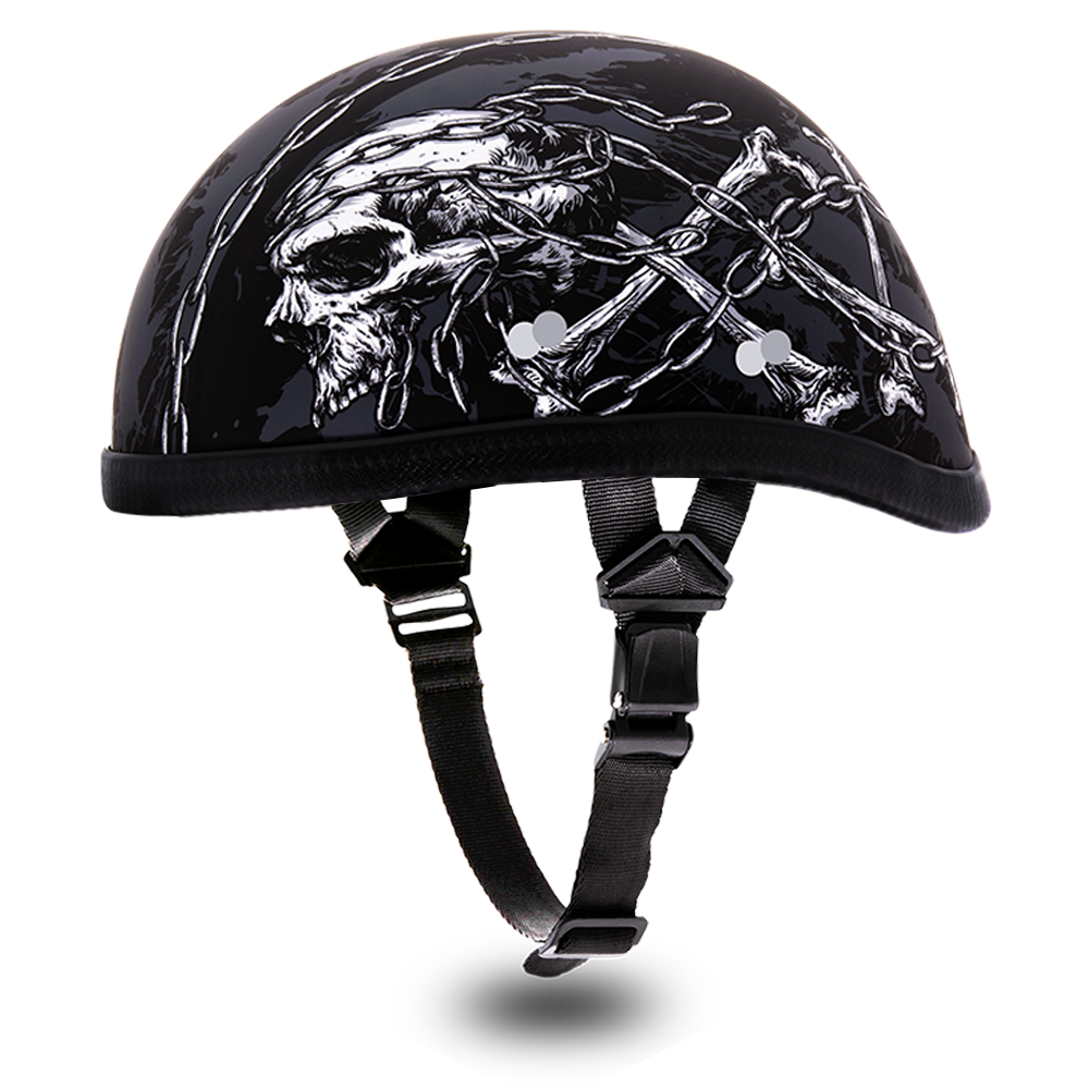 custom novelty motorcycle helmets Daytona Closeout Premium NOVELTY "Skull Chains" 6002SC – Ryde-Motorcycle