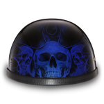 Daytona NOVELTY Non-Certified Helmet - Unisex - Skull Flames Blue - 6002SFB