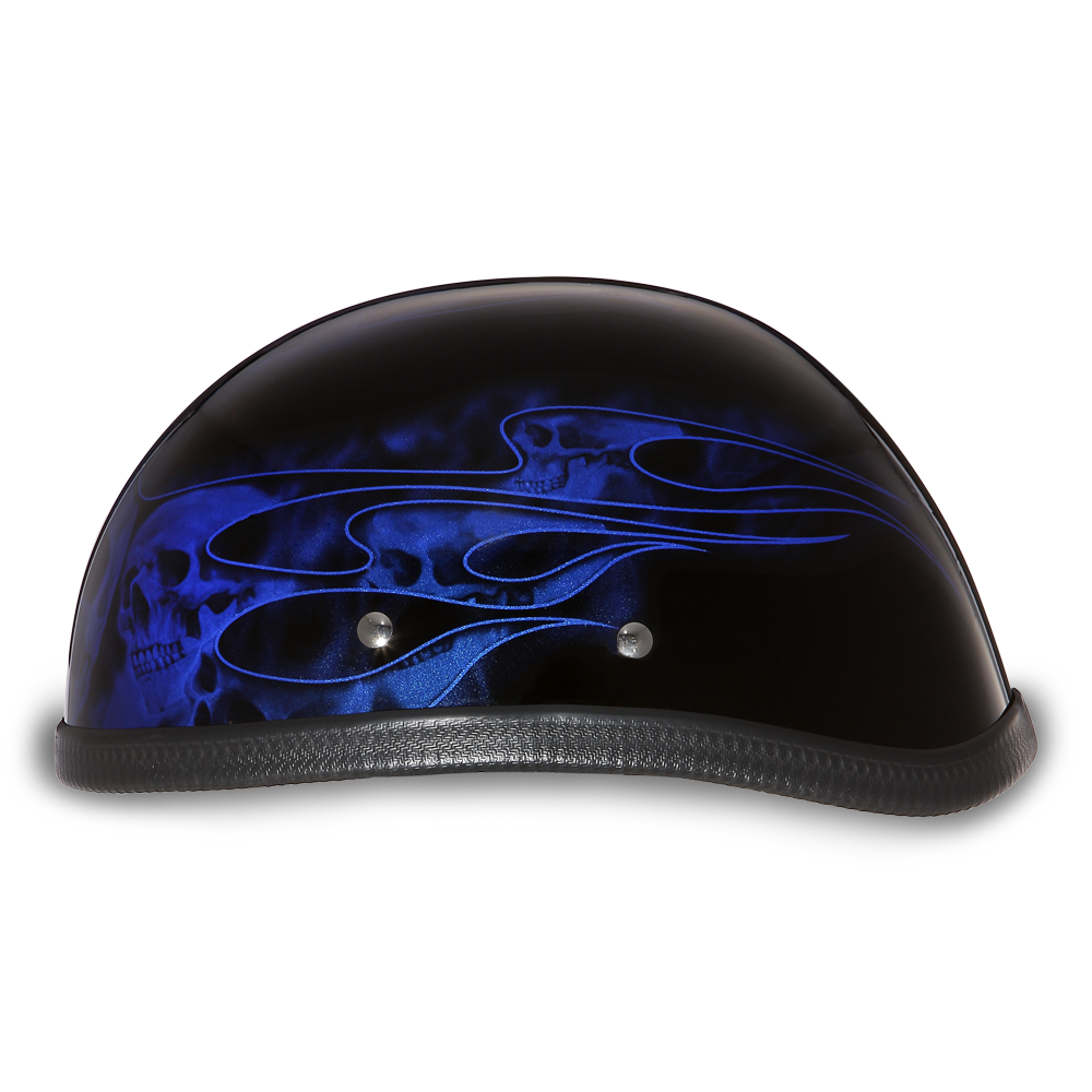 Daytona NOVELTY Non-Certified Helmet - Unisex - Skull Flames Blue - 6002SFB