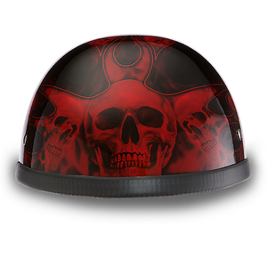 Daytona NOVELTY Non-Certified Helmet - Unisex - Skull Flames Red - 6002SFR