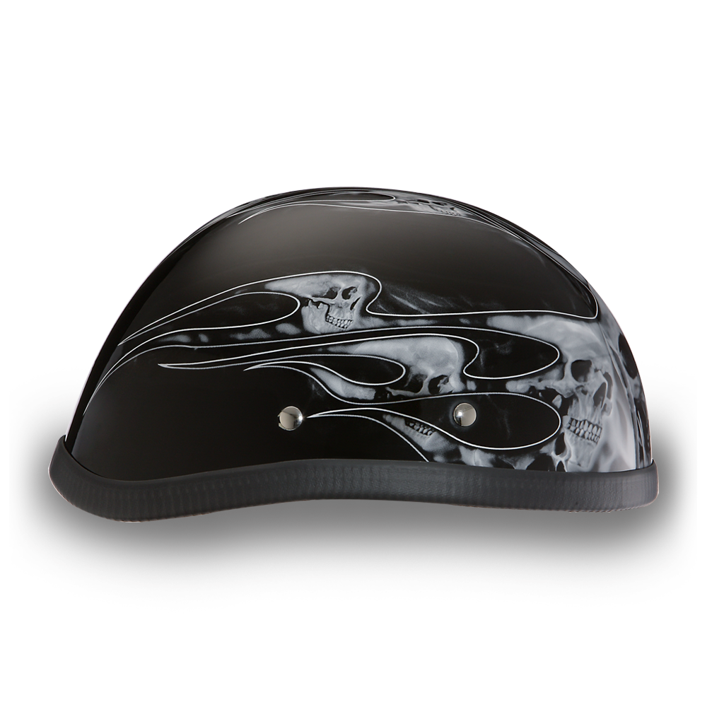 Daytona NOVELTY Non-Certified Helmet - Unisex - Skull Flames Silver - 6002SFS