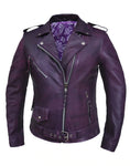 6832.117 Women's Purple Lambskin Leather Motorcycle Jacket