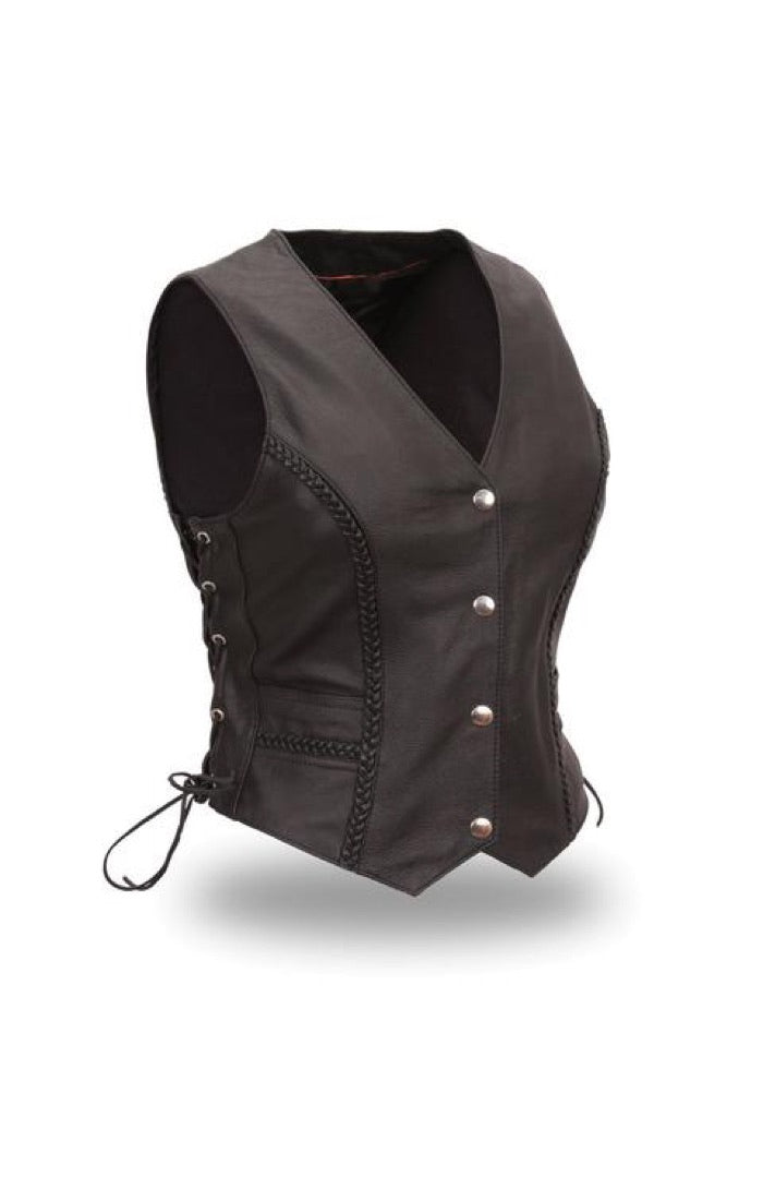 Women's FIL508 Trinity Side Lace Leather Vest