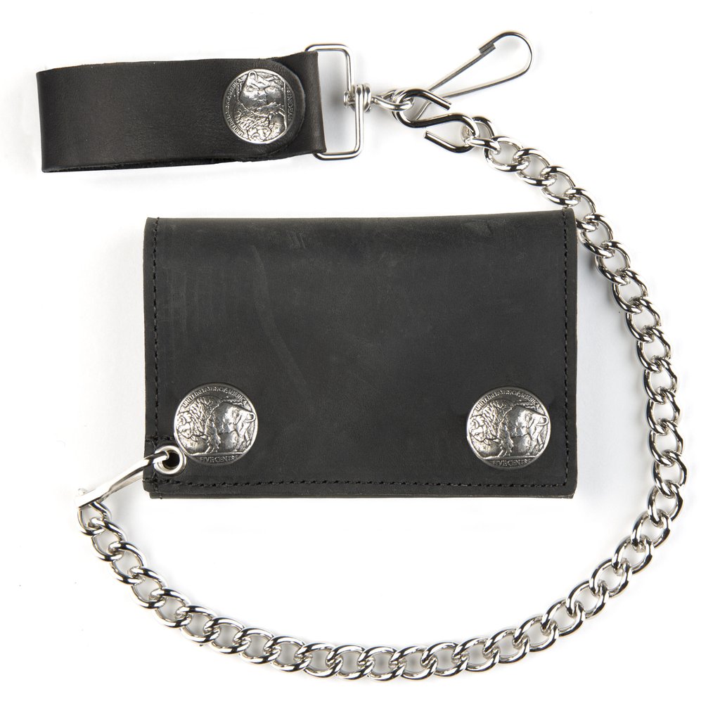 Tri-Fold Chain Wallet w/ Buffalo Snaps - 4.5"