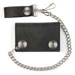 Tri-Fold Chain Wallet w/ Buffalo Snaps - 4.5"
