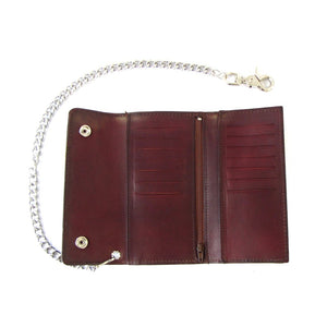AUB350 7" Bi-Fold Antique Brown Finish Buffalo Nickel Biker Chain Wallet