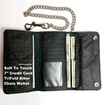 7" Trifold Credit Card Soft Leather Motorcycle Chain Wallet BW339