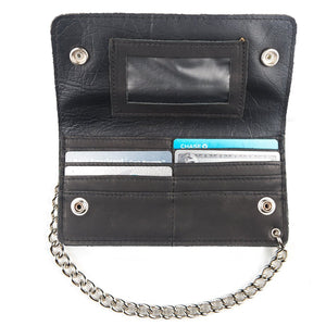 BW342 Biker Trucker Wallet 7" Leather Bifold 8 Card Slots ID Detachable Chain Wallet