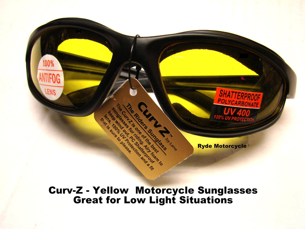 Curv Z Shatterproof Yellow Lens Motorcycle High Definition Riding Sunglass 02-04