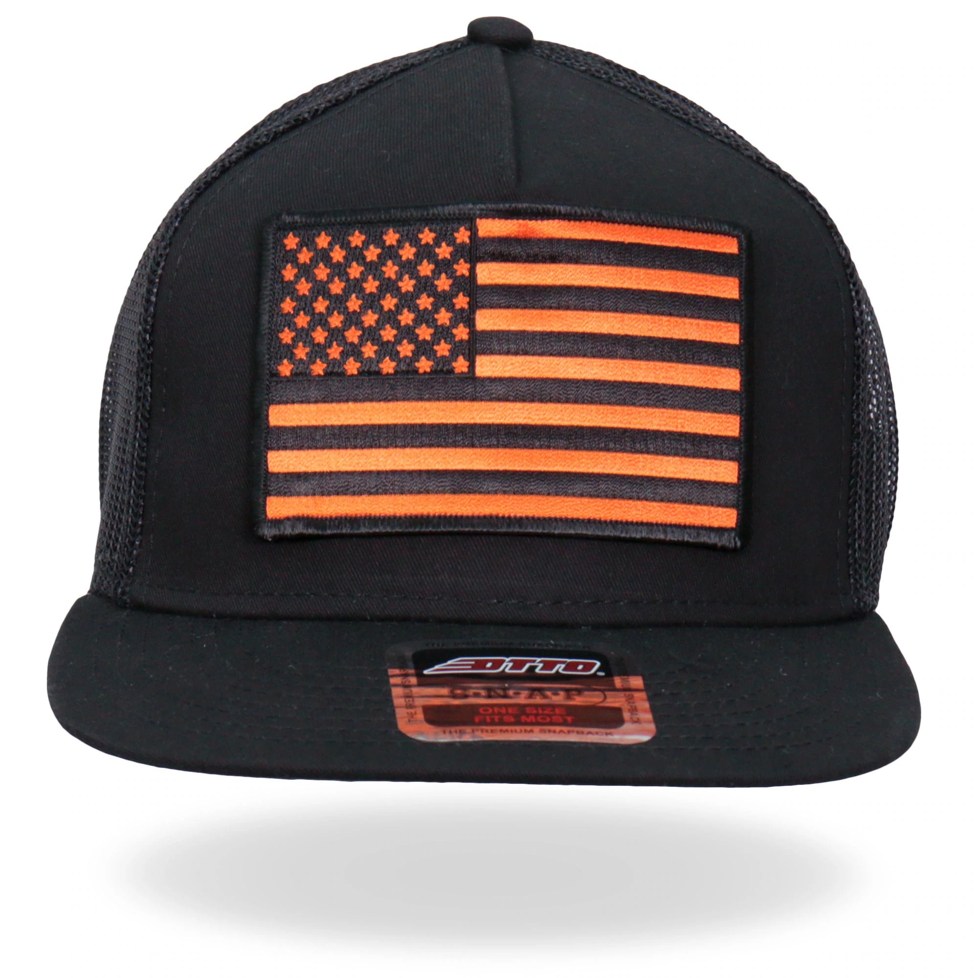 Orange American Flag Snapback Hat